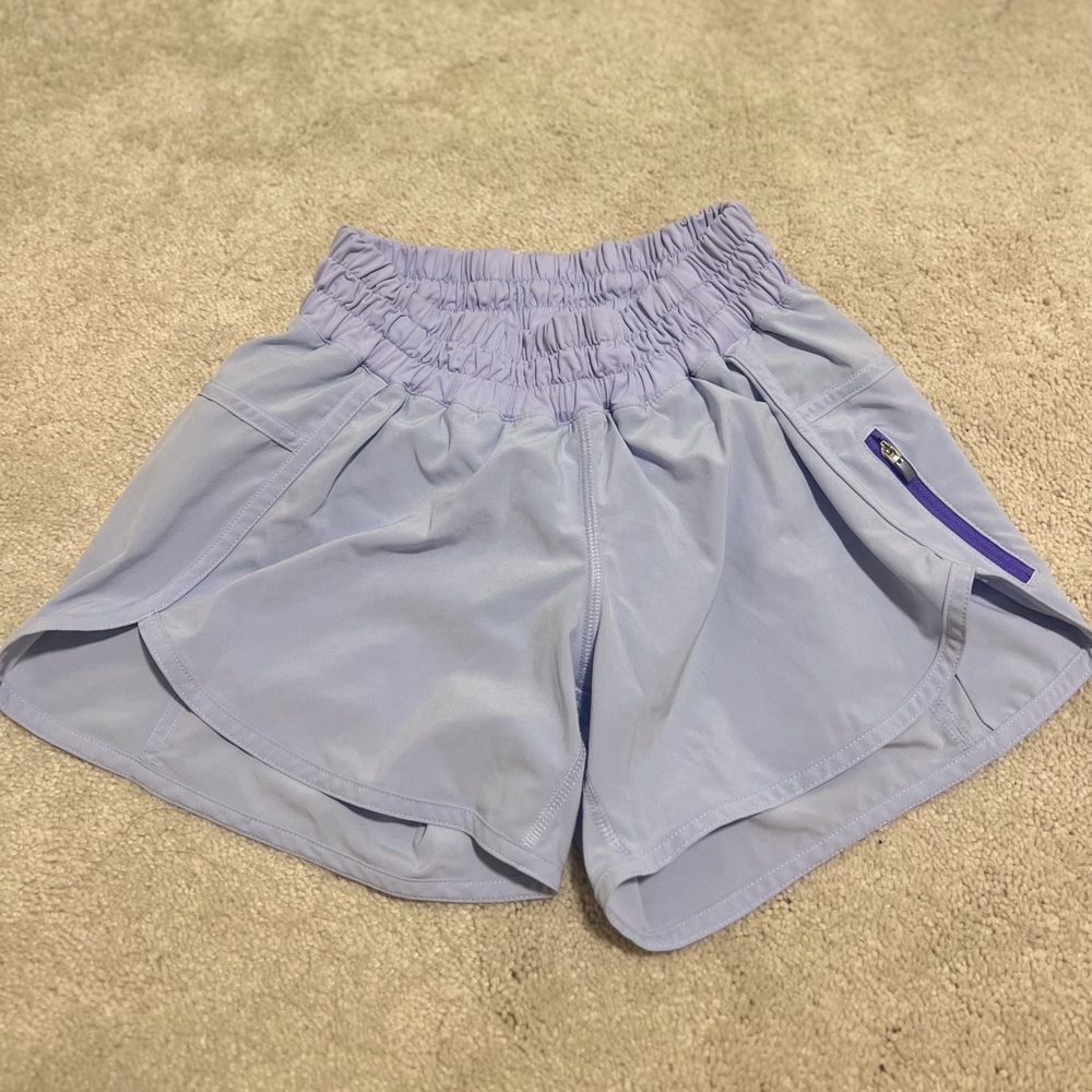 Lululemon light purple running shorts with built in underwear - size 2